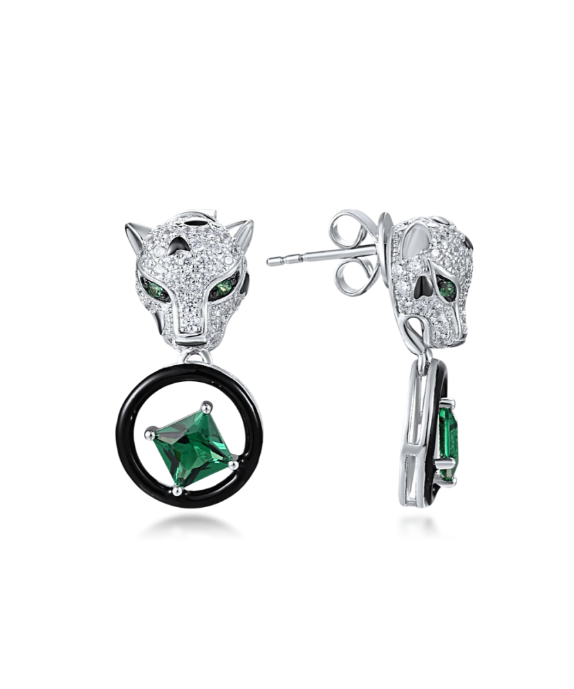 Серьги из серебра с цирконом и шпинели Серьги из серебра с цирконом и шпинели