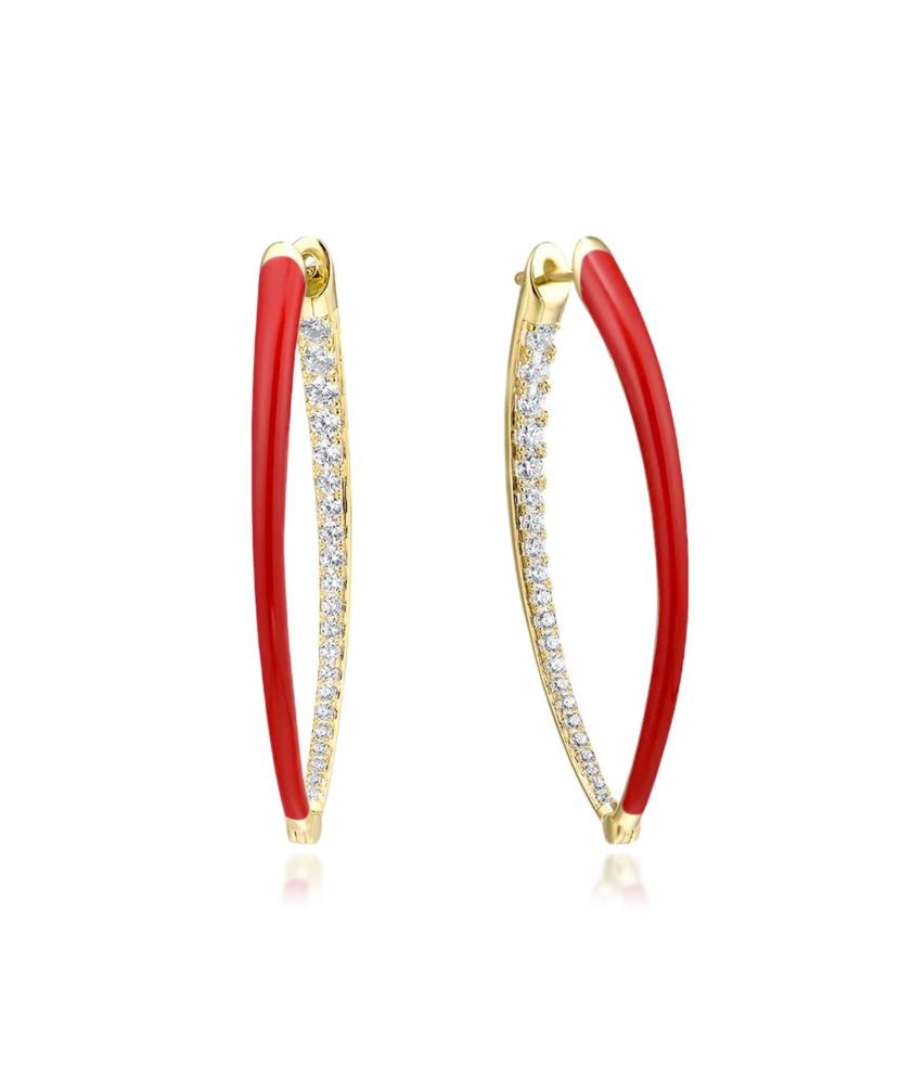 Gilded sterling silver earrings with zircons and enemal Gilded sterling silver earrings with zircons and enemal