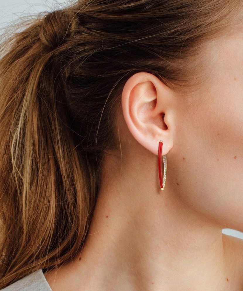 Gilded sterling silver earrings with zircons and enemal Gilded sterling silver earrings with zircons and enemal