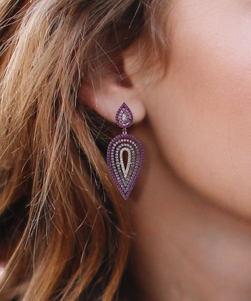 Серебряные серьги с наносапфирами Серебряные серьги с наносапфирами