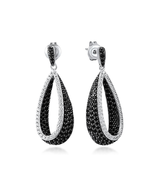Серьги из серебра с цирконом и шпинели
