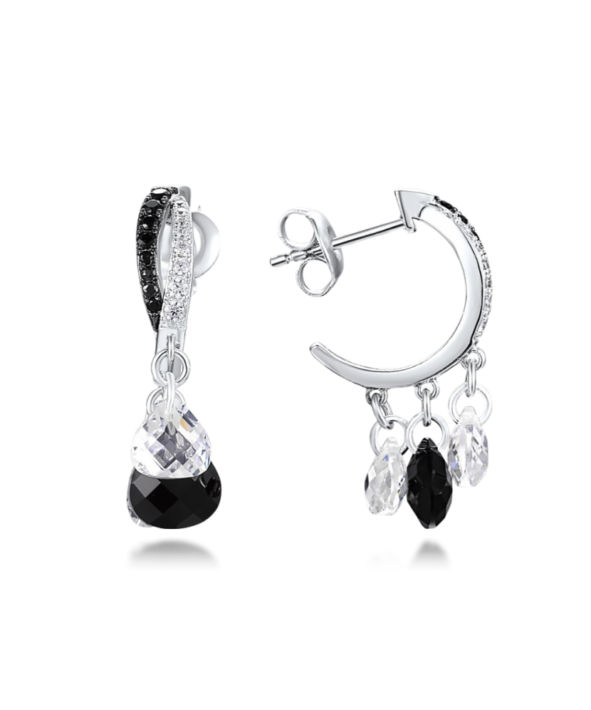 Sterling Silver earrings with onyx and spinels