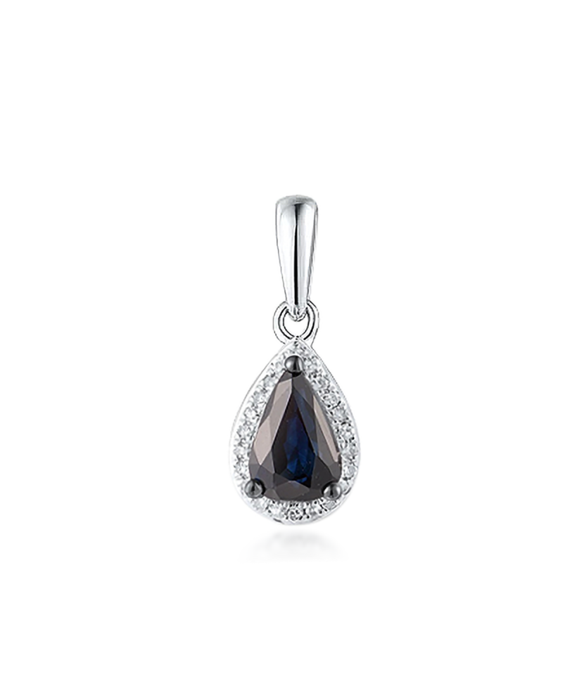 White gold pendant with diamonds and sapphires