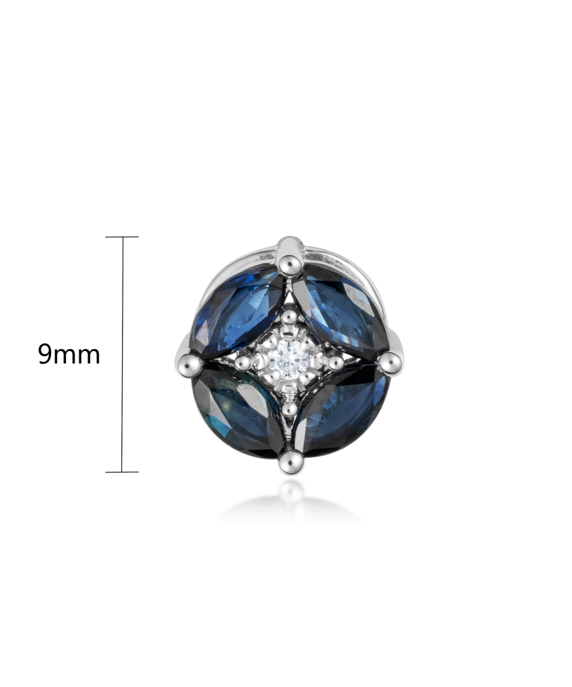 White gold pendant with diamonds and sapphires