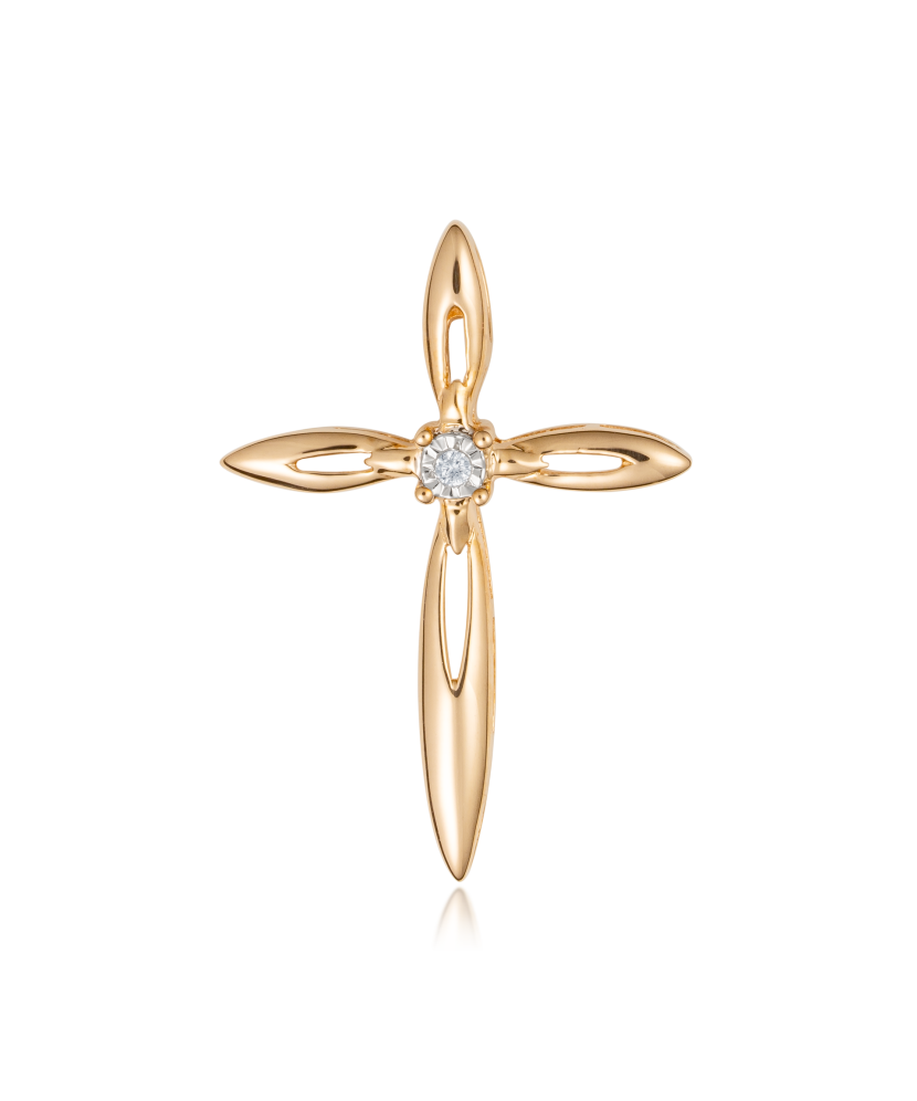 Gold pendant with diamonds "Cross"