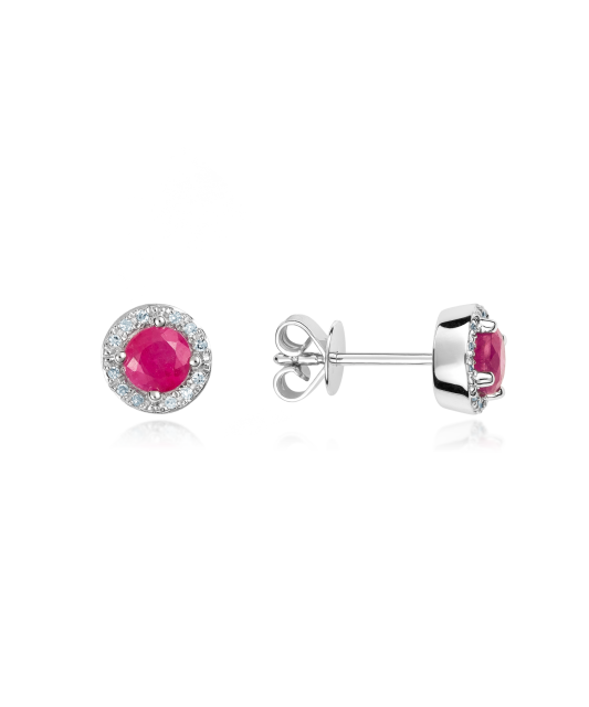 White gold earrings with rubies and diamonds