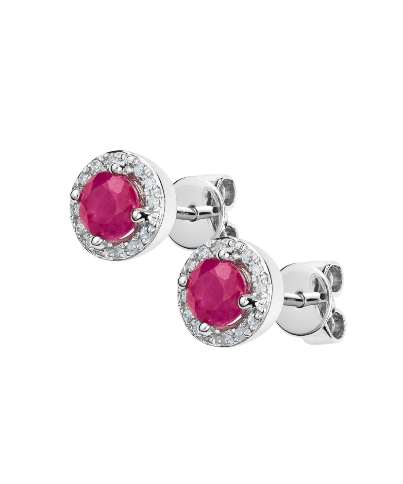 White gold earrings with rubies and diamonds