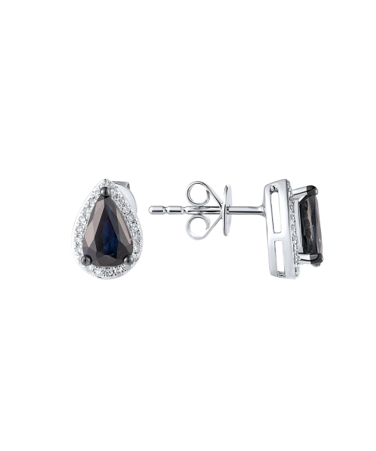White gold earrings with sapphires and diamonds