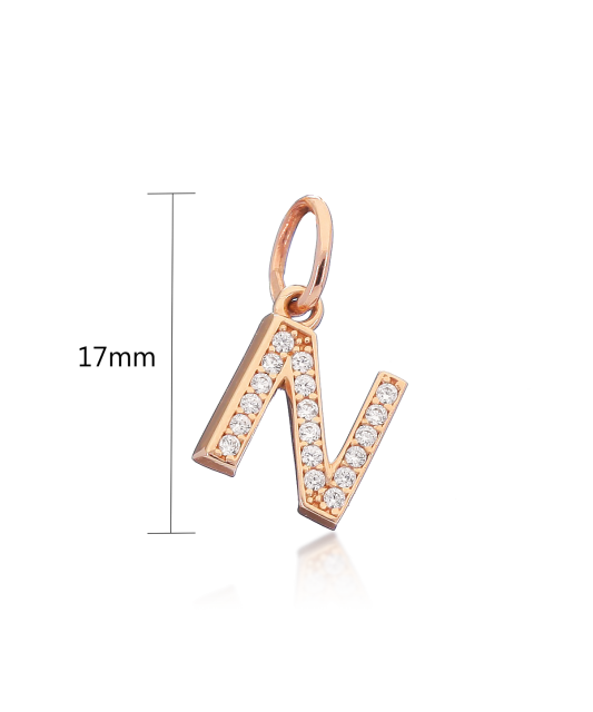 Gold pendant with zircons Letter N