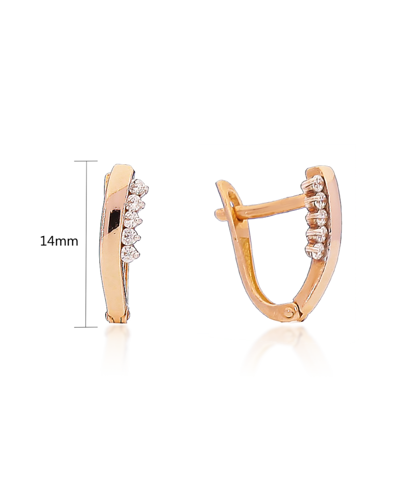 Gold earrings with zircons