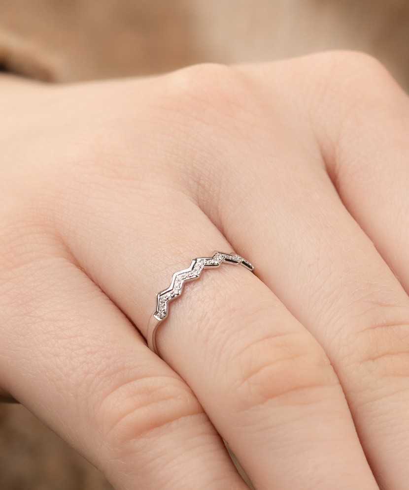 White gold ring with diamonds