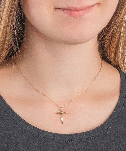 Gold pendant with diamonds "Cross"