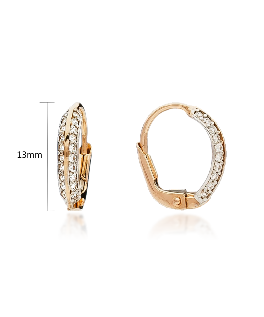 Gold earrings with zircons