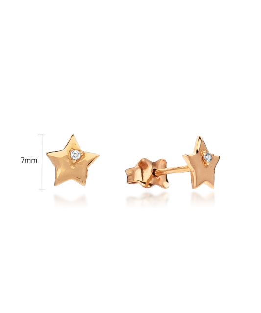 Gold earrings with zirconium "star"