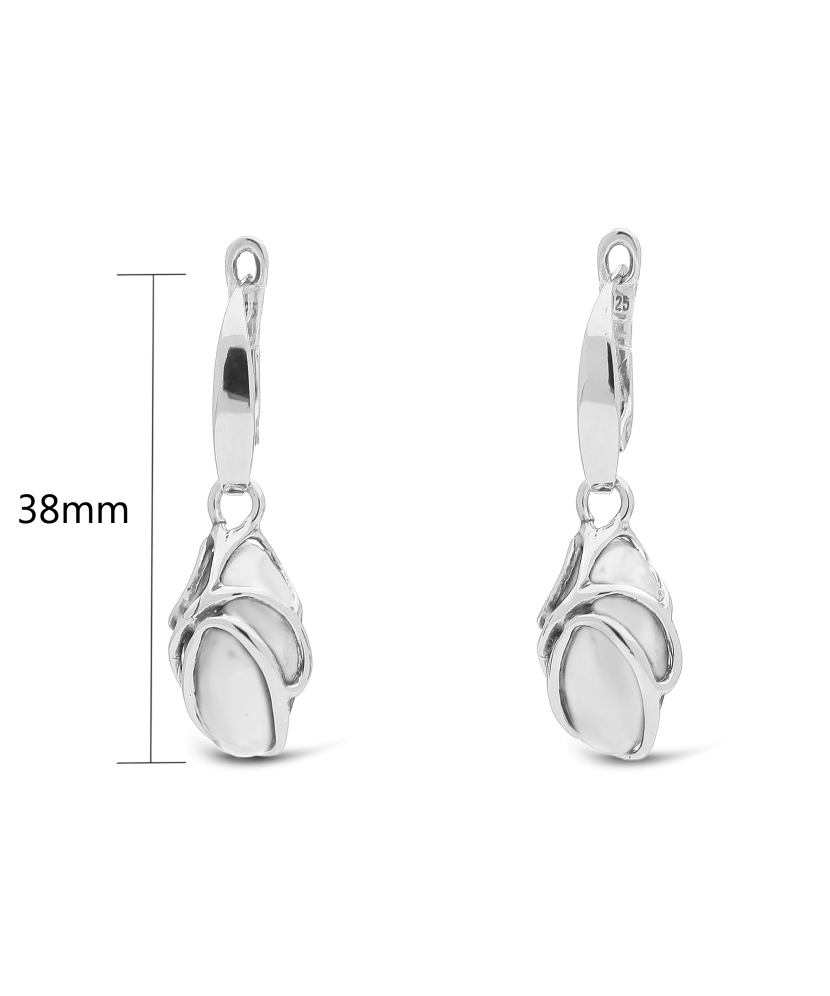 Серьги из серебра с камнем кошачий глаз