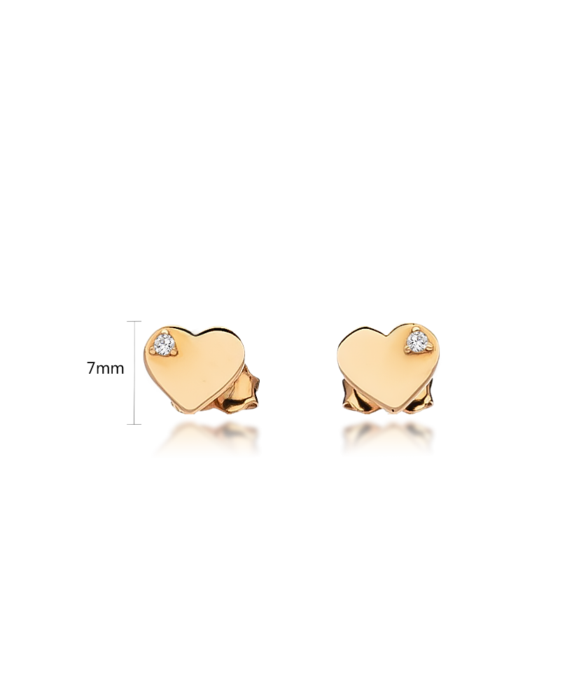Gold earrings with zirconium "heart" Gold earrings with zirconium "heart"