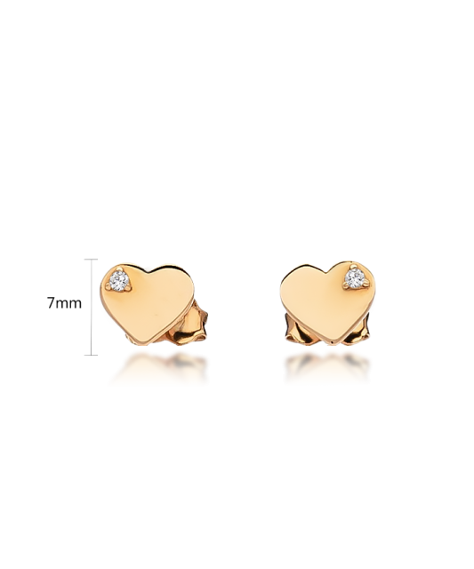 Gold earrings with zirconium "heart"