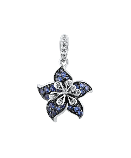 Sterling silver pendant with zircons "Flower"