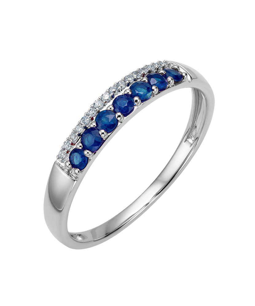 White gold ring with sapphires and diamonds