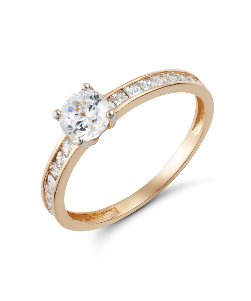 Gold ring with zircons