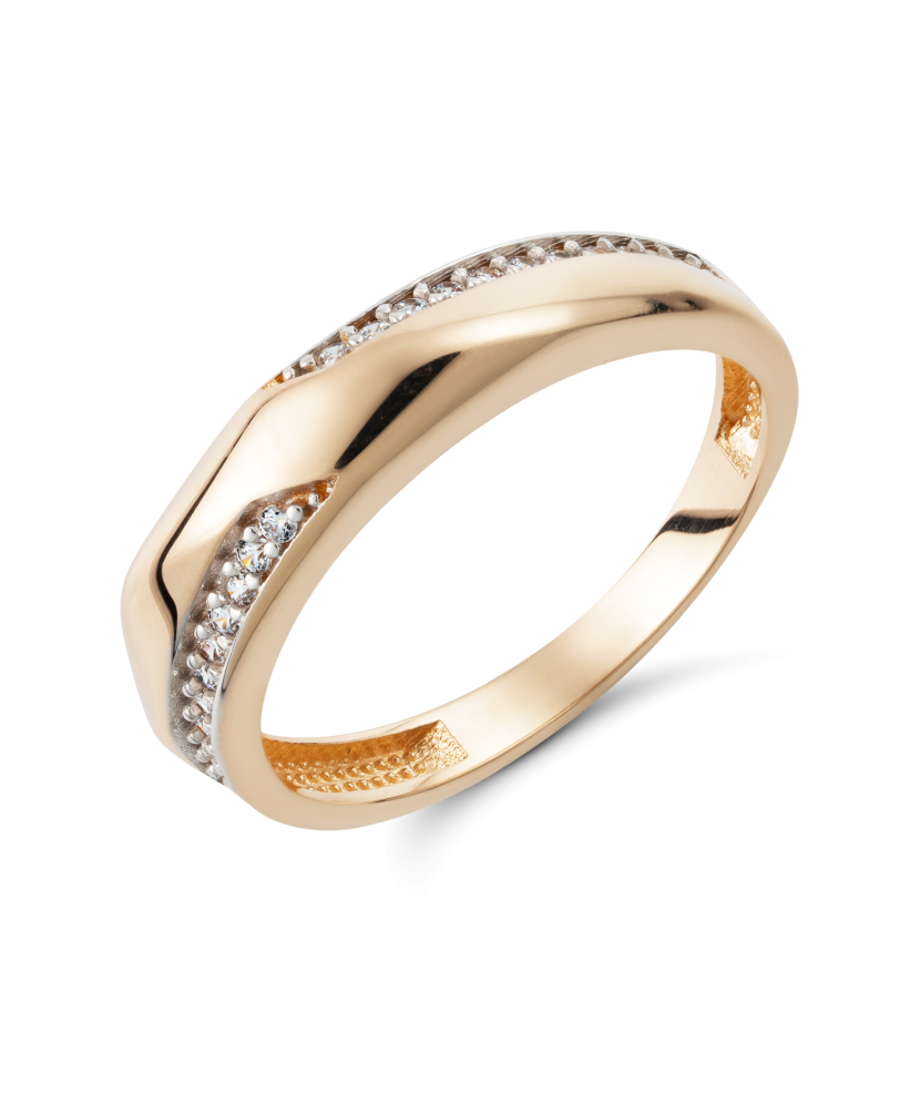 Gold ring with zircons