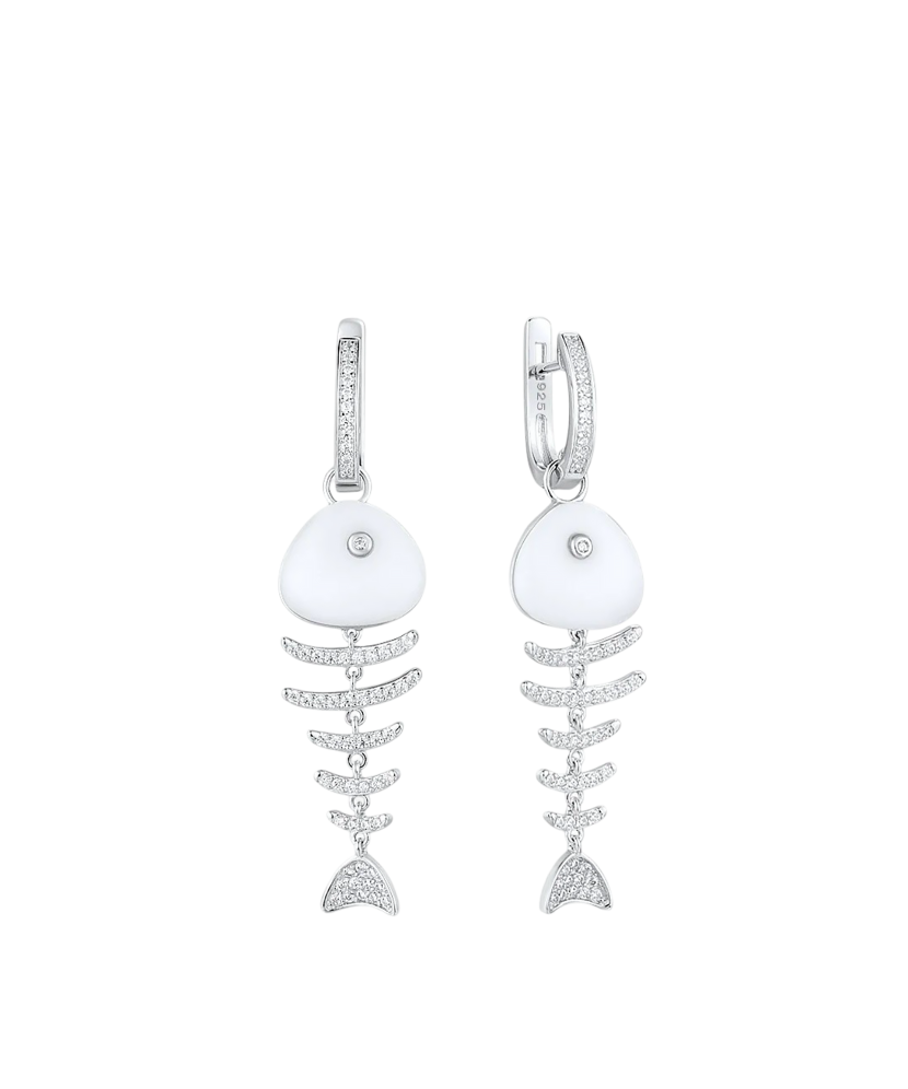 Серьги из серебра с цирконами и эмалью