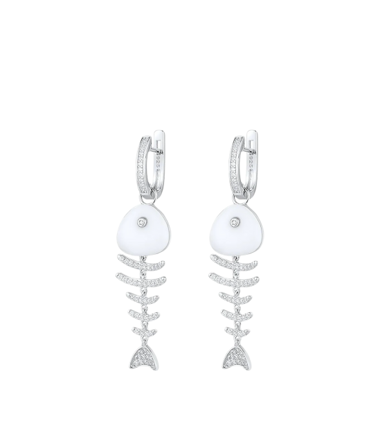 Sterling silver earrings with zircons and enamel
