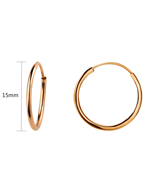 Золотые серьги кольца 15mm