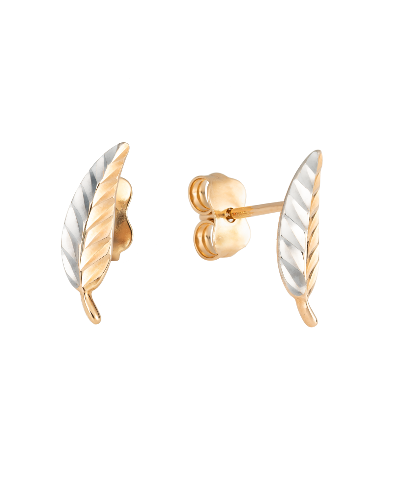 Gold earrings "Leaflet"