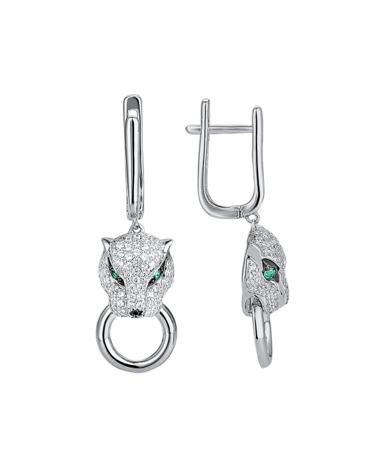 Серьги из серебра с цирконом и шпинели