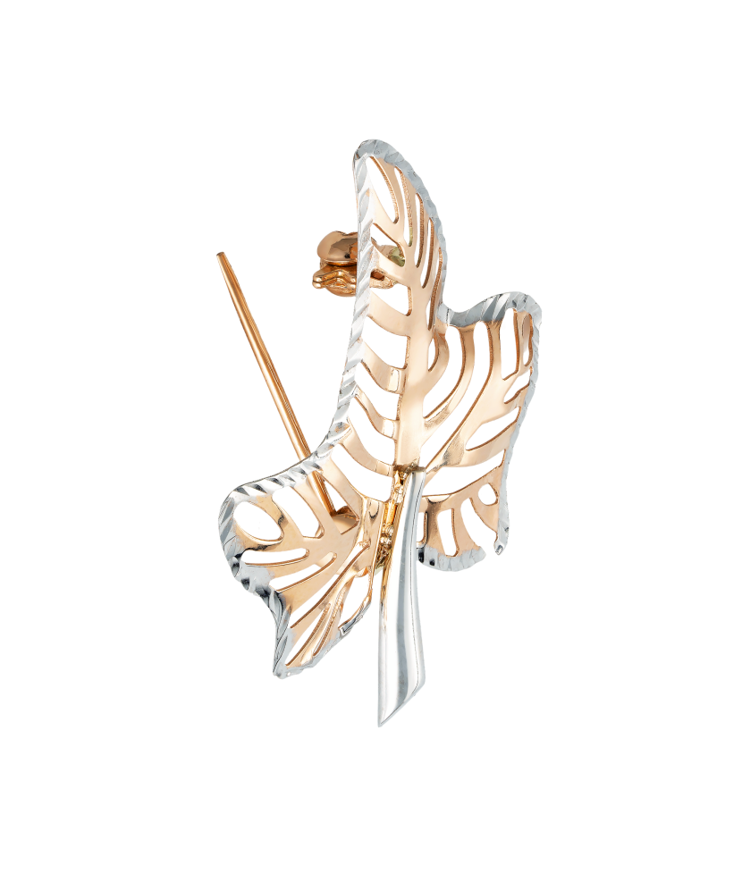 Gold brooch "Leaflet"