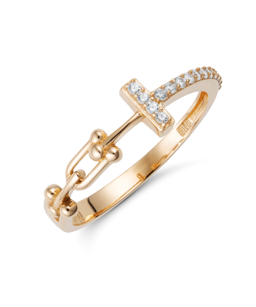Gold ring with zircons