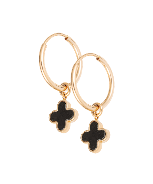 Gold earrings with onyx