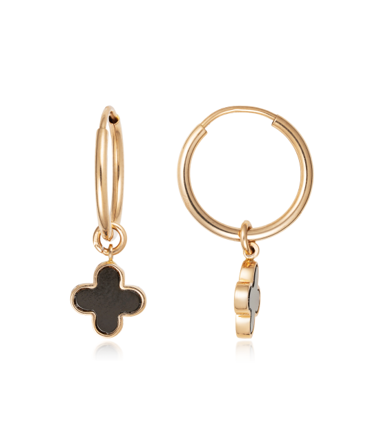 Gold earrings with onyx