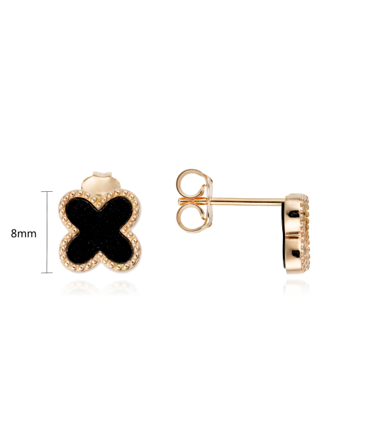 Gold earrings with onyx