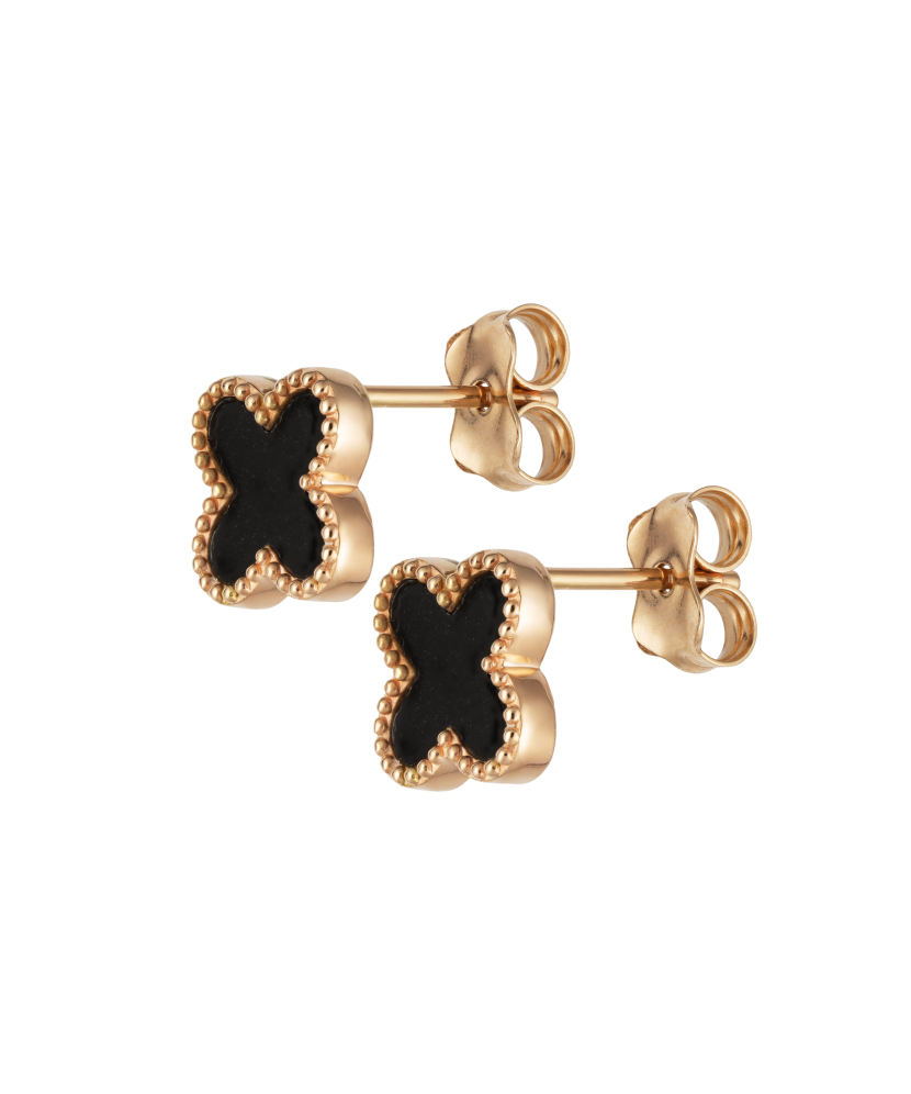 Gold earrings with onyx