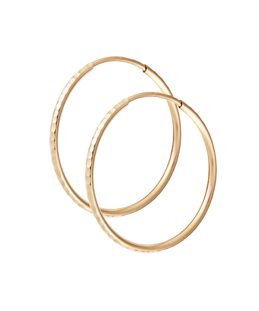 Gold engraved hoop earrings 30mm
