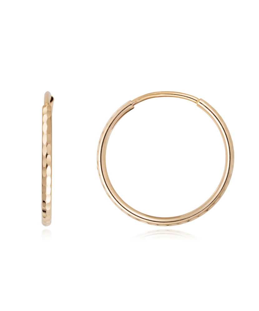 Gold engraved hoop earrings 17mm