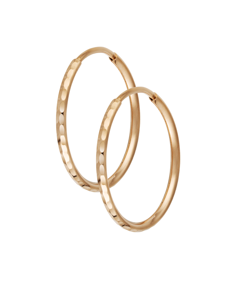 Gold engraved hoop earrings 17mm