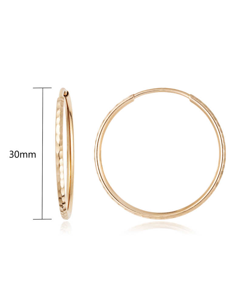 Gold engraved hoop earrings 30mm