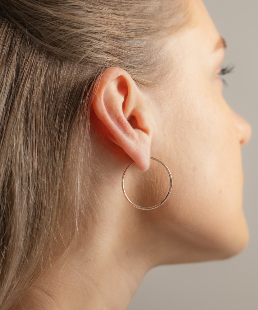 Gold engraved hoop earrings 30mm