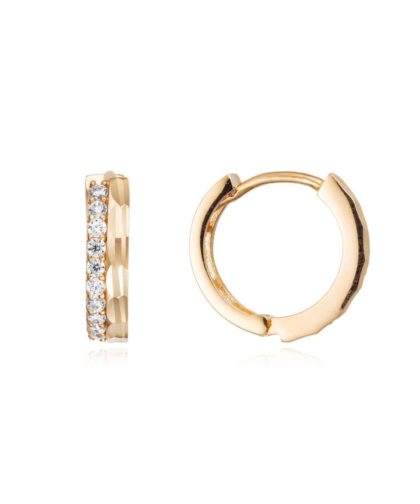 Gold earrings with zircons