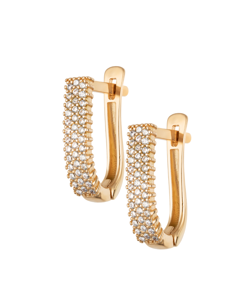 Gold earrings with zircons
