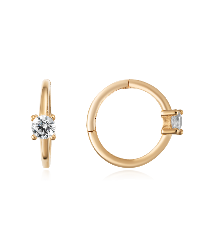 Gold earrings with zircons