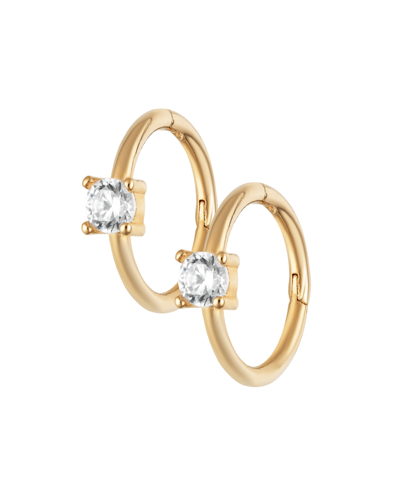 Gold earrings with zircons