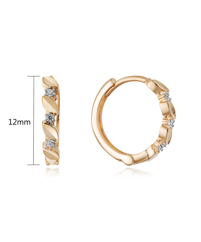 Gold earrings with zircons