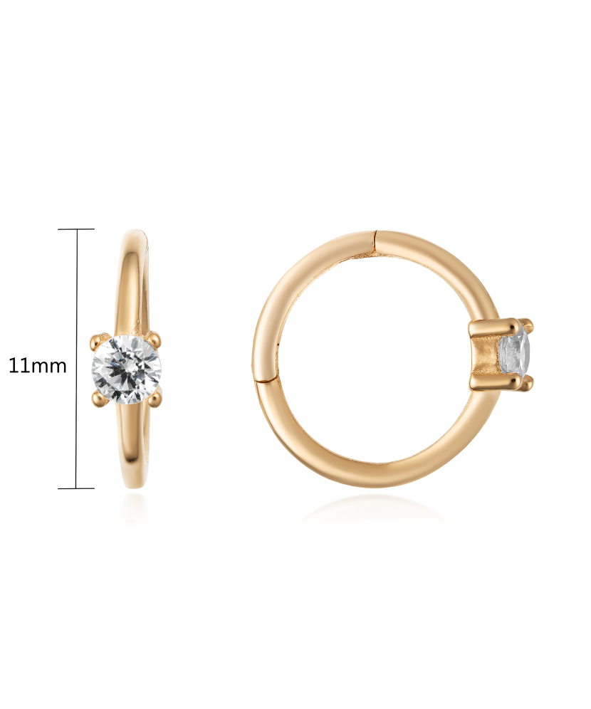 Gold earrings with zircons