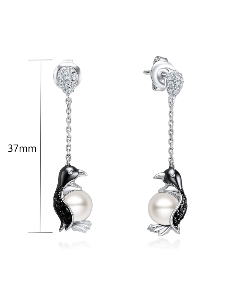 Sterling silver earrings with pearls and zircons