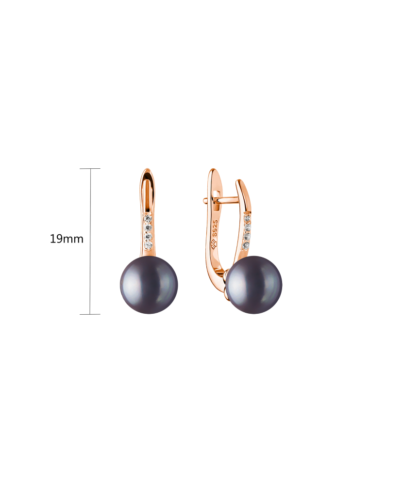 Gilded sterling silver earrings with pearls and zircons