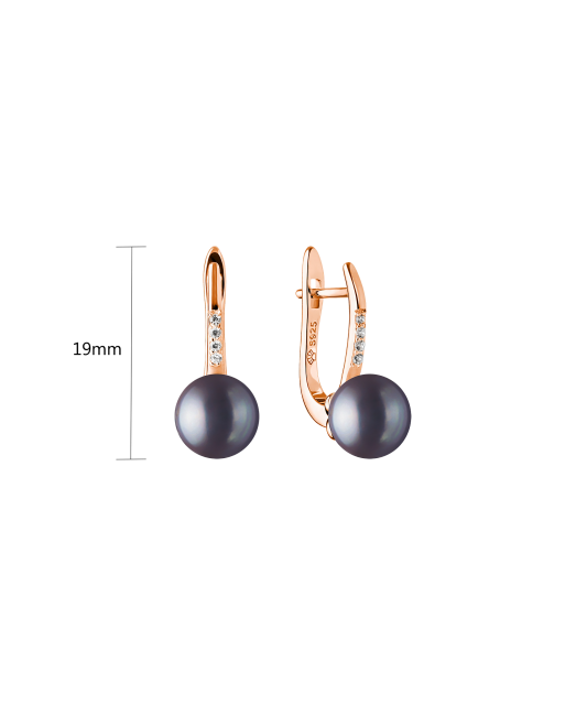 Gilded sterling silver earrings with pearls and zircons